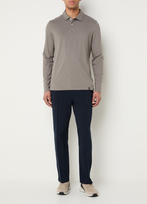 Boggi Milano Regular fit polo met stretch - voorkant 4 olijfgroen