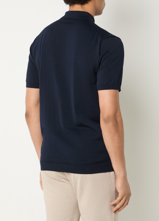 Boggi Milano Regular fit polo met stretch - achterkant donkerblauw