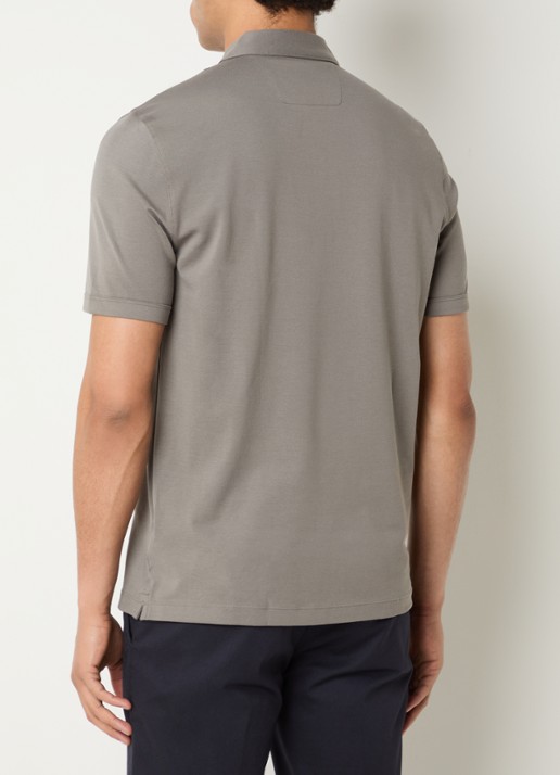 Boggi Milano Regular fit polo met stretch - achterkant 3 olijfgroen