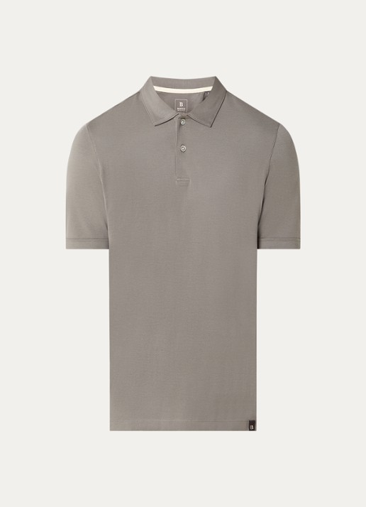 Boggi Milano Regular fit polo met stretch - voorkant olijfgroen
