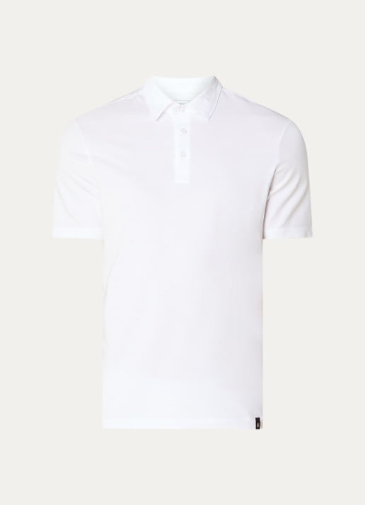 Boggi Milano Regular fit polo met stretch - voorkant wit