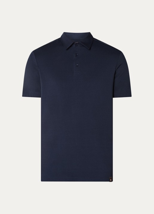 Boggi Milano Regular fit polo met stretch - voorkant 2 donkerblauw