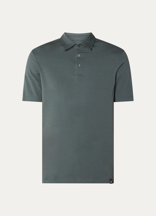 Boggi Milano Regular fit polo met stretch - voorkant 2 olijfgroen