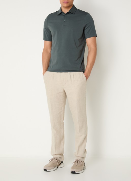 Boggi Milano Regular fit polo met stretch - voorkant 3 olijfgroen