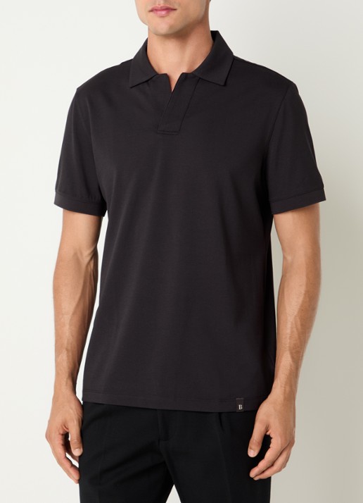 Boggi Milano Regular fit polo met stretch - detail zwart