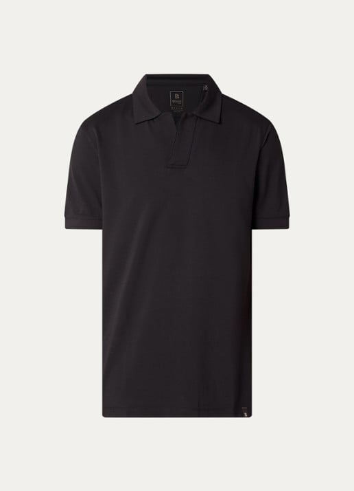 Boggi Milano Regular fit polo met stretch - voorkant 3 zwart