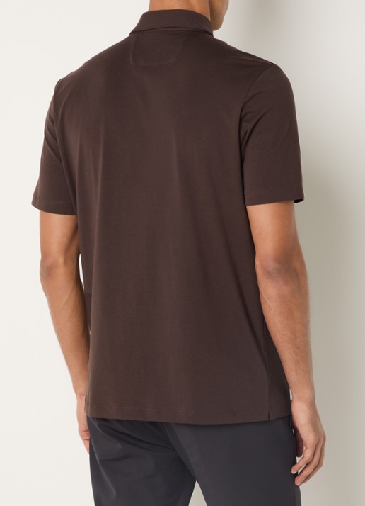 Boggi Milano Regular fit polo met stretch - achterkant 2 donkerbruin