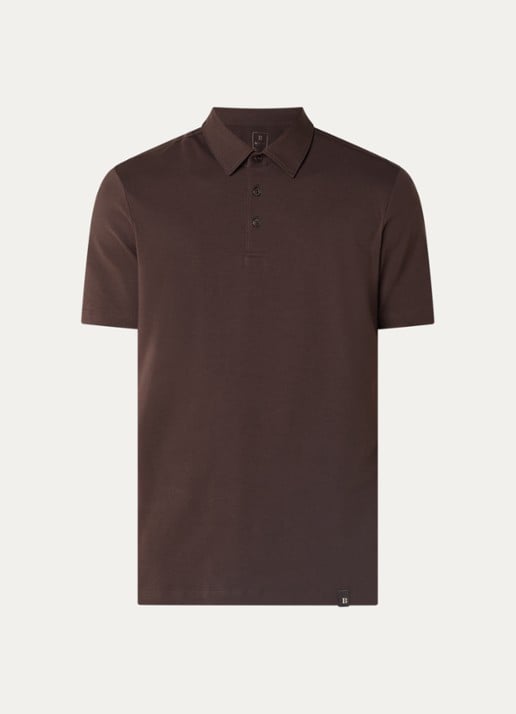 Boggi Milano Regular fit polo met stretch - voorkant 3 donkerbruin