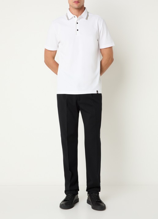 Boggi Milano Regular fit polo met stretch - voorkant 4 wit
