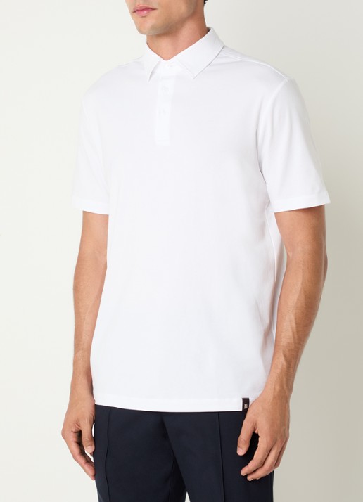 Boggi Milano Regular fit polo met stretch - detail 3 wit