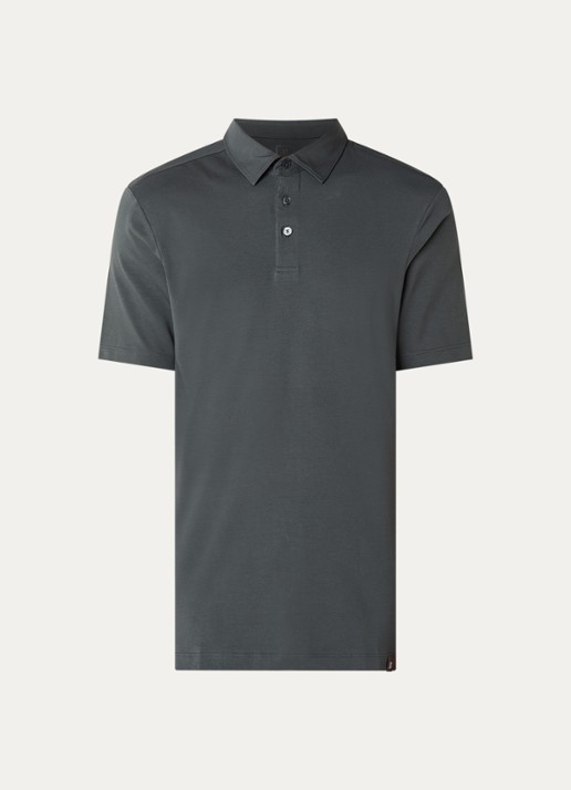 Boggi Milano Regular fit polo met stretch - voorkant 2 donkergrijs