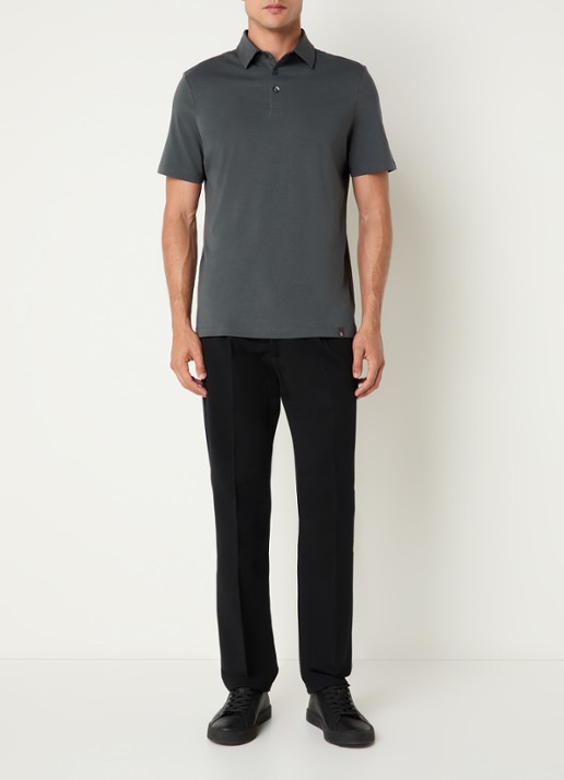 Boggi Milano Regular fit polo met stretch - voorkant 3 donkergrijs