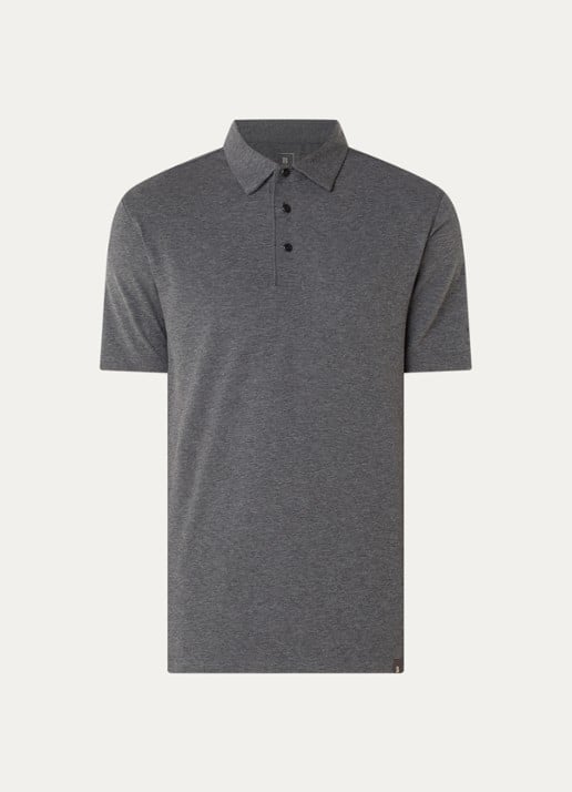 Boggi Milano Regular fit polo met stretch - voorkant donkergrijs