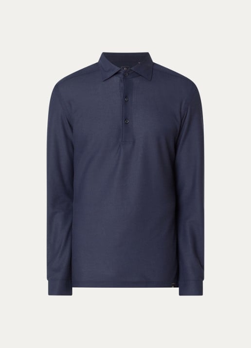 Boggi Milano Regular fit polo met stretch - voorkant donkerblauw