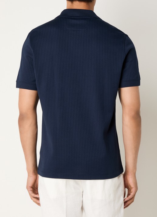 Boggi Milano Regular fit polo met structuur - achterkant donkerblauw