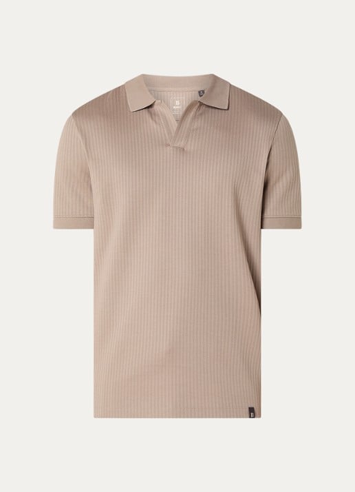 Boggi Milano Regular fit polo met structuur - voorkant 3 donkerbeige