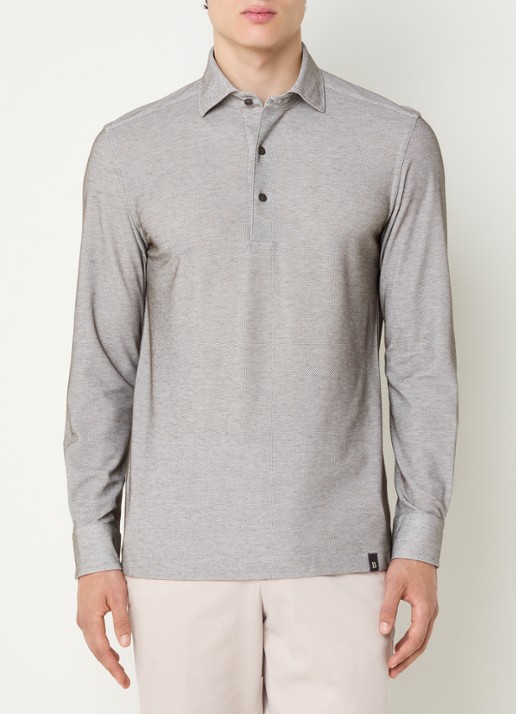 Boggi Milano Regular fit polo van piqué katoen - detail taupe