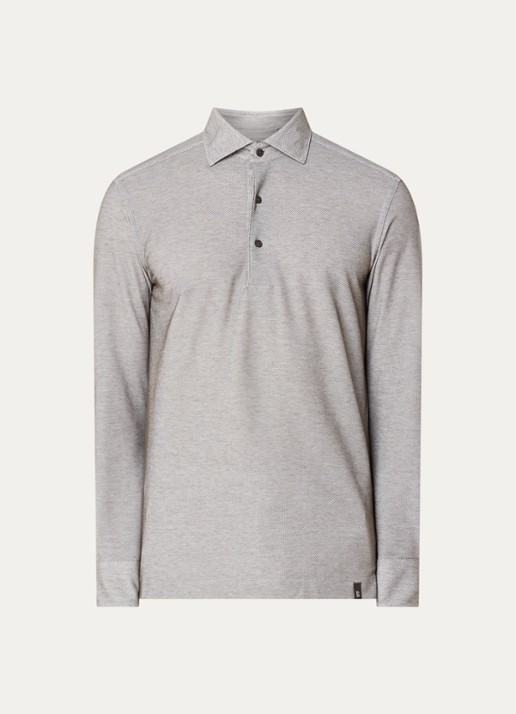 Boggi Milano Regular fit polo van piqué katoen - voorkant 3 taupe