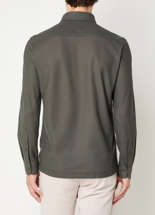 Boggi Milano Regular fit polo van piqué katoen - achterkant 4 legergroen