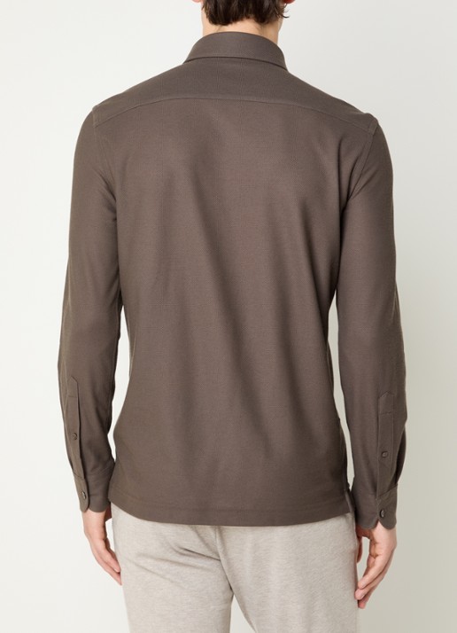 Boggi Milano Regular fit polo van piqué katoen - achterkant 4 donkerbruin
