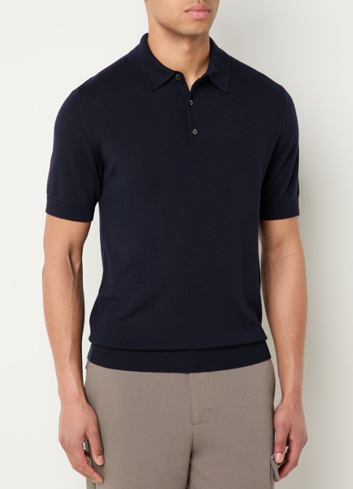 Boggi Milano Regular fit polo van wol met stretch