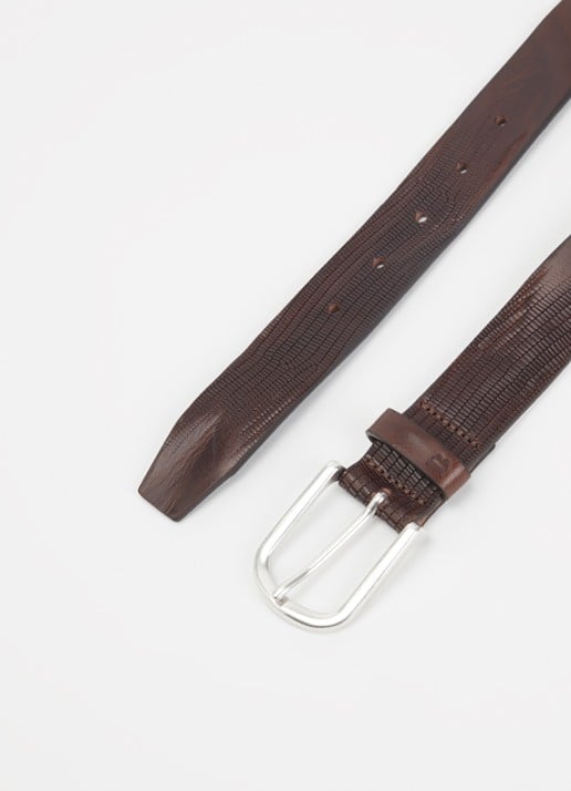 Boggi Milano Riem van leer met structuur - detail donkerbruin