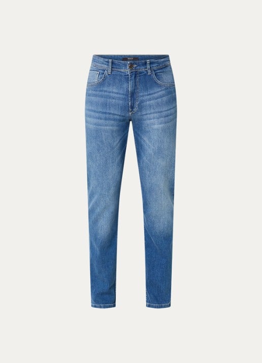 Boggi Milano Skinny jeans met medium wassing - voorkant 4 indigo