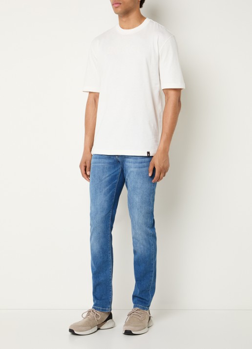 Boggi Milano Skinny jeans met medium wassing - voorkant 5 indigo