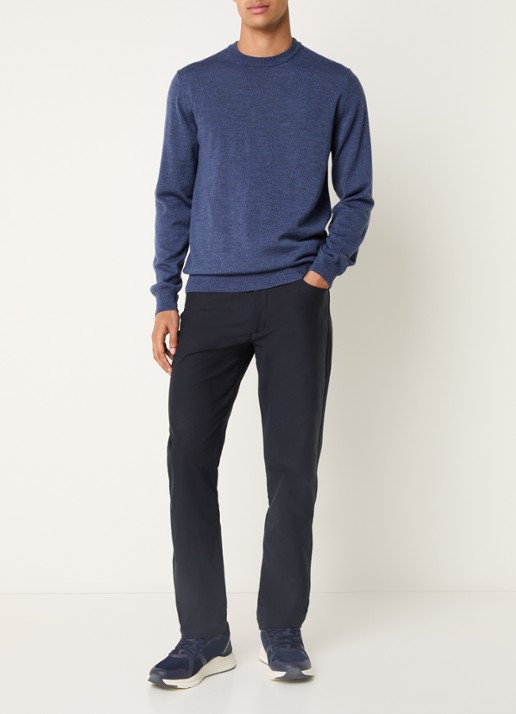 Boggi Milano Slim fit chino met steekzakken - voorkant 5 donkerblauw