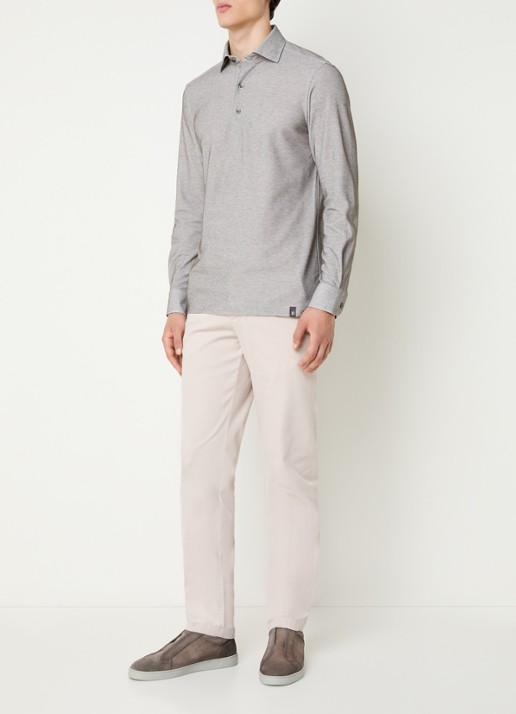 Boggi Milano Slim fit chino met steekzakken - voorkant 2 zand