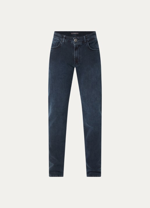 Boggi Milano Slim fit jeans met donkere wassing - voorkant indigo