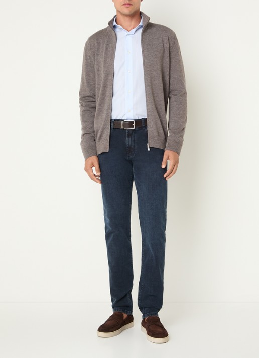 Boggi Milano Slim fit jeans met donkere wassing - voorkant 2 indigo
