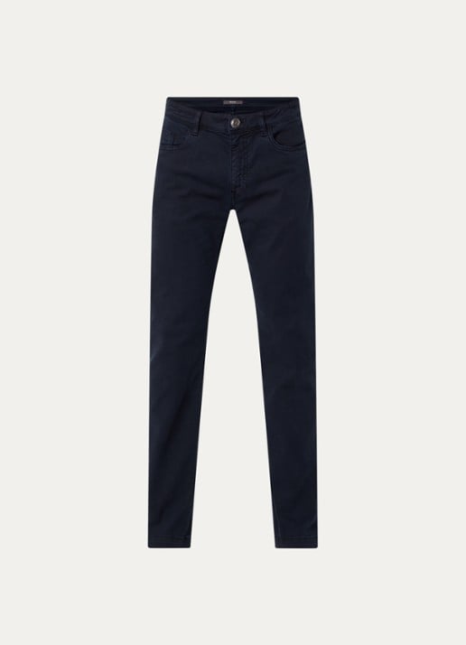Boggi Milano Slim fit jeans met gekleurde wassing en steekzakken - voorkant 4 donkerblauw