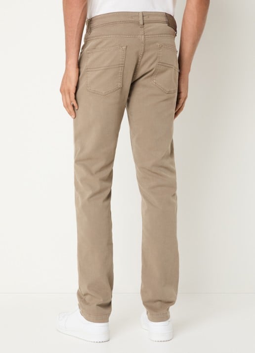 Boggi Milano Slim fit jeans met gekleurde wassing - achterkant 3 donkerbeige