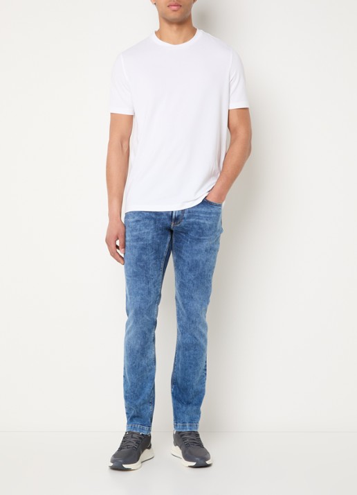 Boggi Milano Slim fit jeans met medium wassing - voorkant 2 indigo