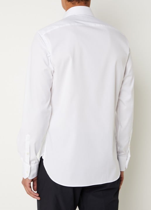 Boggi Milano Slim fit overhemd met cut away kraag  - achterkant 4 wit