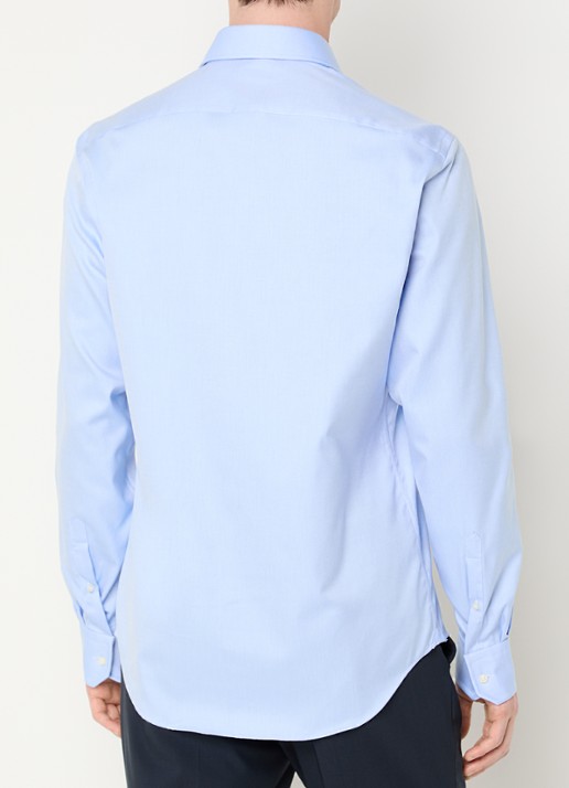 Boggi Milano Slim fit overhemd met cut away kraag - achterkant lichtblauw