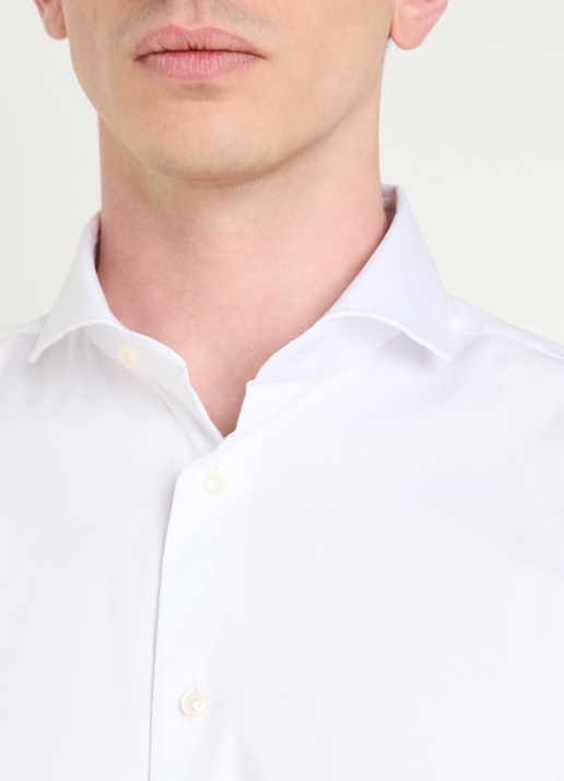 Boggi Milano Slim fit overhemd met cut away kraag - detail 2 wit