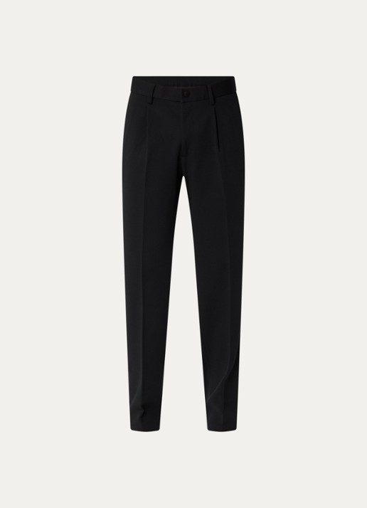 Boggi Milano Slim fit pantalon in wolblend met steekzakken - voorkant zwart