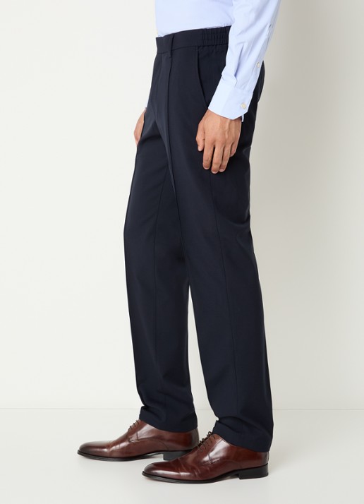 Boggi Milano Slim fit pantalon in wolblend met steekzakken - detail 5 donkerblauw