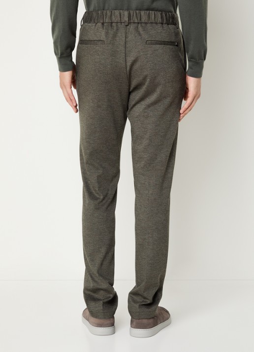 Boggi Milano Slim fit pantalon van jersey met gemêleerd dessin - achterkant 5 bruin