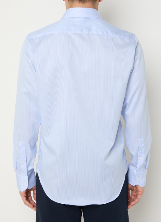 Boggi Milano Slim fit strijkvrij overhemd met streepprint - achterkant lichtblauw