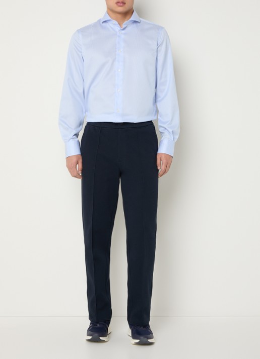 Boggi Milano Slim fit strijkvrij overhemd met streepprint - voorkant 5 lichtblauw