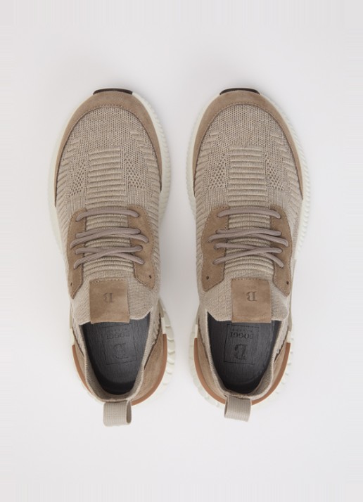 Boggi Milano Sneaker in wolblend met suède details - detail 2 beige