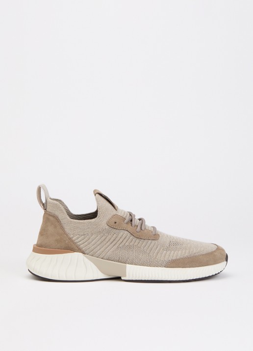 Boggi Milano Sneaker in wolblend met suède details - voorkant 4 beige