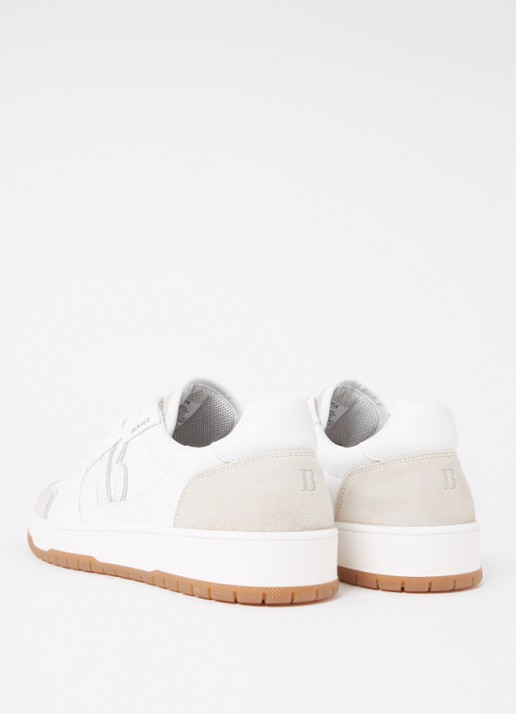 Boggi Milano Sneaker van leer met suède details - achterkant wit