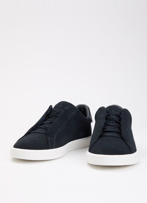 Boggi Milano Sneaker van suède - detail donkerblauw