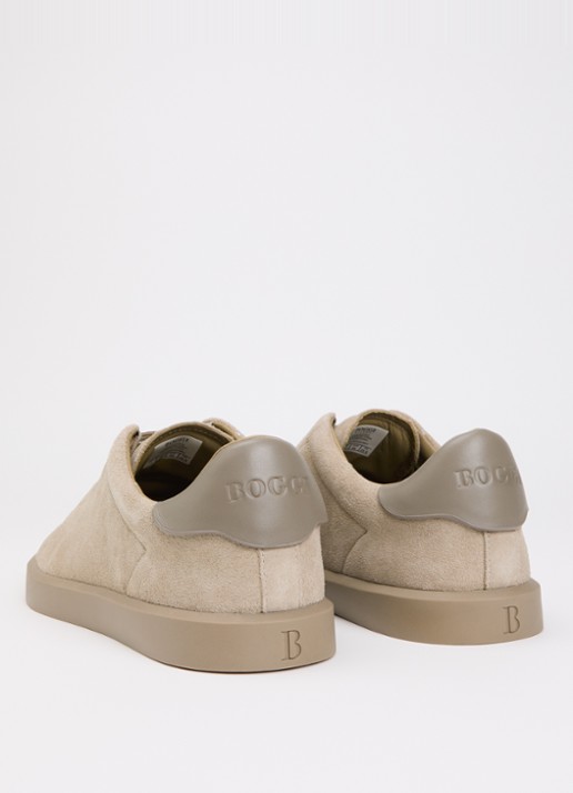 Boggi Milano Sneaker van suède - achterkant 5 beige