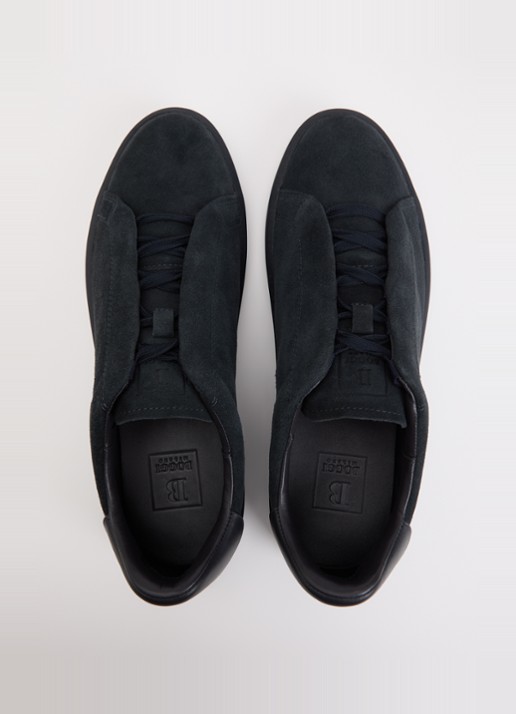 Boggi Milano Sneaker van suède - detail 3 donkerblauw