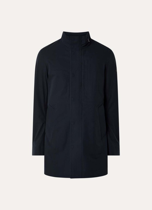Boggi Milano Softshell jack met opbergbare capuchon en steekzakken - voorkant 3 donkerblauw